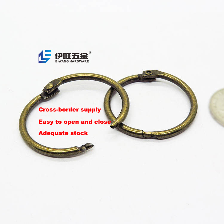 YIWANG оптовая продажа 1,2 дюймовые кольца для книг Открытое кольцо античная бронза свободные кольца для связывания листьев