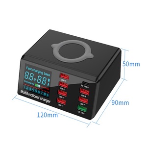 Estación de carga inalámbrica de 8 puertos, Cargador USB multipuerto con pantalla LCD, 100W, CE FCC Rohs - Product Image 3