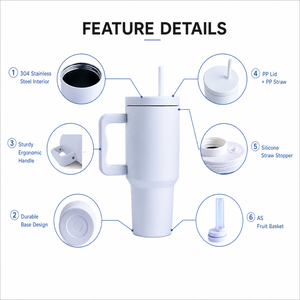 <span class=keywords><strong>Taza</strong></span> de Viaje de Acero Inoxidable con Aislamiento al Vacío de 30 oz, con Asa y Pajita, Rendimiento Térmico de 12-24 Horas para Café y Bebidas Frías - Product Image 2