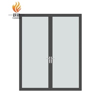Puerta batiente de panel plano de aluminio con rotura de puente térmico y doble acristalamiento, moderna, para interiores de villas residenciales, venta al por mayor de fábrica.