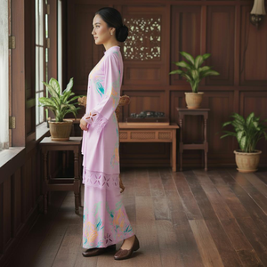 Ensemble Baju Kurung Borong Direct Kilang Ironless Cey Crepe Murah Quatre Sens de Traction Anti-Boulochage Kebaya Femme Dentelle Sulam Imprimé - Product Image 3