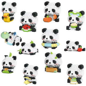 Jouets de construction animaux mignons Panda, kits de puzzle éducatifs en ABS pour enfants, figurines d'ours de dessin animé en briques, vente en gros - Product Image 4