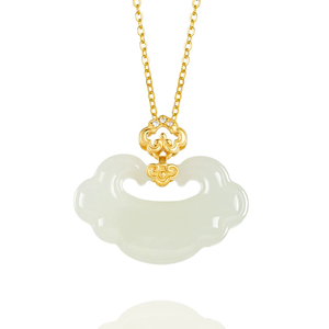 Pendentif Magicruyi en jade blanc - Véritable argent S925 serti de jade naturel - Pour hommes et femmes - Assure la sécurité - Product Image 1