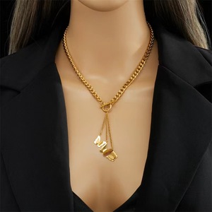 Collar con colgante <span class=keywords><strong>de</strong></span> mariposa esmerilada <span class=keywords><strong>de</strong></span> acero <span class=keywords><strong>de</strong></span> titanio <span class=keywords><strong>de</strong></span> lujo para mujer, cadena <span class=keywords><strong>de</strong></span> eslabones cubanos <span class=keywords><strong>de</strong></span> acero inoxidable Hip-Hop, collares con hebilla OT - Product Image 2