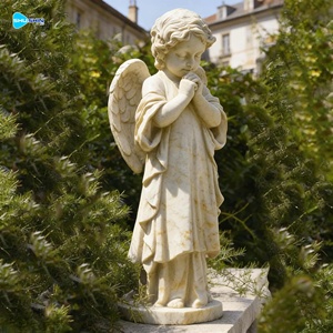 Estatuas <span class=keywords><strong>de</strong></span> Ángeles <span class=keywords><strong>de</strong></span> Mármol Blanco Modernas Personalizadas para Interiores/Exteriores, Hermosa Escultura <span class=keywords><strong>de</strong></span> Ángel con Pluma Tallada a Mano para Jardín - Product Image 3