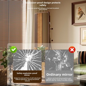 Miroir sur pied pleine longueur de style antique, mobile et rotatif, avec support <span class=keywords><strong>en</strong></span> verre flotté HD écologique et penderie intégrée pour la maison - Product Image 3