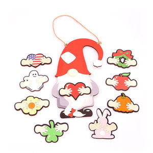 Nouvelle décoration de porte en bois DIY remplaçable pour accueillir les invités pendant Noël, Halloween, Pâques, la Fête des récoltes, etc. - Product Image 5