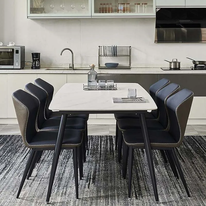 Les chaises de table de salle à manger rectangulaires de style européen ont placé les meubles de marbre de salle à manger