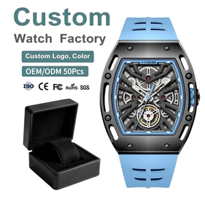 50 montres automatiques personnalisées avec logo, bracelet en silicone, forme tonneau, super lumineuses, mécaniques, style sportif, OEM - Product Image 1