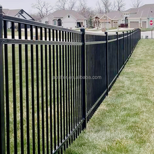 Panneau de clôture de ranch en aluminium pour allée, revêtement poudré noir, pour jardin et cour, avec portail et modélisation 3D, garantie 10 ans - Product Image 1