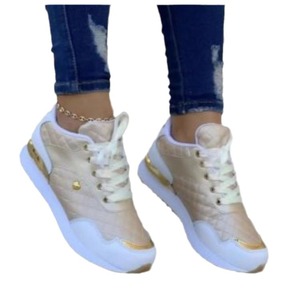 Baskets décontractées en PU pour femme, à bout carré, semelle plate, en maille, à paillettes, chaussures de sport hiver avec amorti - Product Image 5