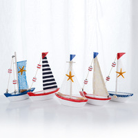 Modèle de bateau à voile en bois artisanal de 15 cm, décoration de table, thème marin méditerranéen, pour la maison