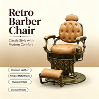 Fauteuil de barbier réglable de style rétro de luxe, inclinable hydrauliquement pour salons professionnels avec repose-pieds