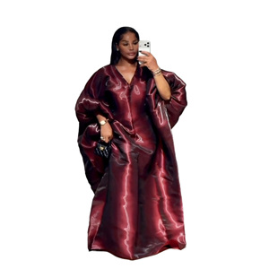 Nouvelle <span class=keywords><strong>Robe</strong></span> <span class=keywords><strong>Longue</strong></span> Décontractée Printemps 26 pour Femme, Col Mandarin, Couleur Unie, Tissu Brillant en Polyester, Grande Taille, Faite à la Main, Coupe Ample - Product Image 2