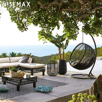 Fauteuil suspendu de balcon extérieur WISEMAX, hamac de jardin, fauteuil à bascule en rotin, fauteuil œuf nid d'oiseau suspendu avec support et coussins