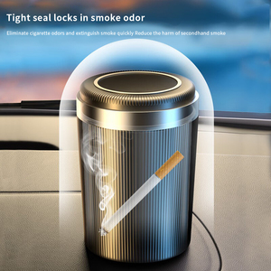 Cendrier de voiture avec porte-gobelet, bande lumineuse LED, doublure ignifuge, amovible, résistant aux hautes températures, grande capacité - Product Image 4