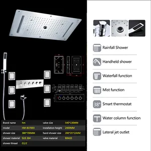 Terbaru Stainless Steel 5 Cara Didivermixer Set Led Rain Shower Kepala Handheld Shower dengan Tubuh SPA Pijat Jet Set