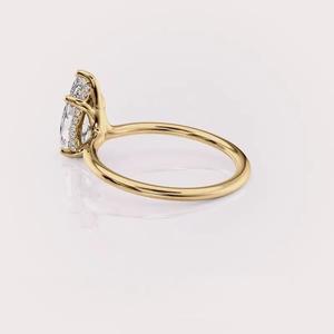 แหวนทองคำ 18kt สีเหลือง/ขาว/โรสโกลด์ ประดับเพชรทรงมาร์คีส์ที่สร้างขึ้นในห้องปฏิบัติการ - Product Image 4