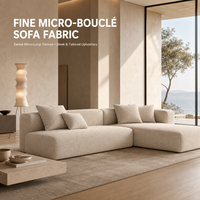 Tissu d'ameublement bouclé micro-bouclé fin 100 % polyester, tissu bouclé tricoté texturé lisse pour canapé modulaire et chaise de salle à manger