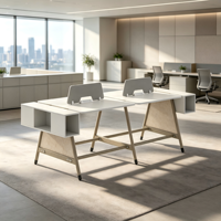 Poste de travail en open space avec armoire de rangement, banc de bureau, solution de mobilier pour espace de travail commercial