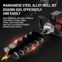 Tarière de jardinage professionnelle industrielle sans fil 21V avec moteur sans balais et batterie lithium 4.0Ah pour creuser des trous et installer des clôtures