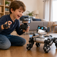 Robot chien télécommandé TQ22 à 8 roues, jouet acrobatique avec caméra frontale HD, transmission Wi-Fi en temps réel, double contrôle pour intérieur et extérieur