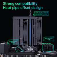 SNOWMAN High Airflow Dual Tower RGB CPU Cooler 2 ventilateurs RVB avec lumière bleue/rouge pour Intel LGA 1200/1700 et AMD AM4
