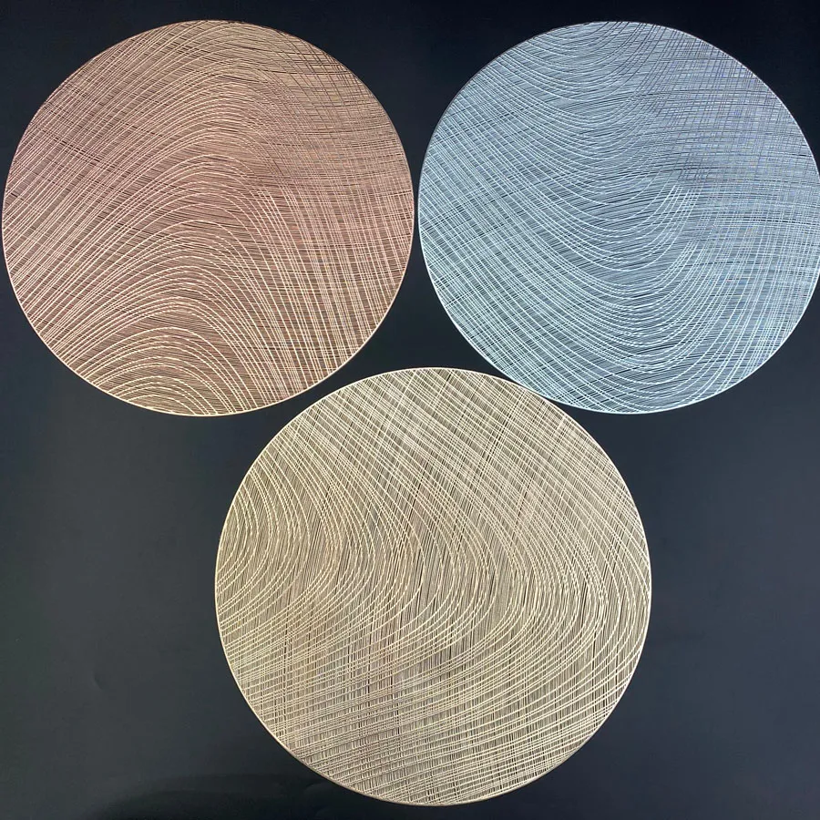 लक्जरी नई डिजाइन 2020 सोने साफ पीवीसी फीता placemat धातु प्लास्टिक की चटाई