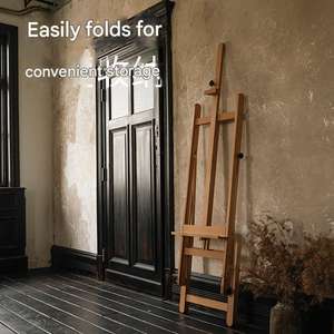 Caballete Profesional <span class=keywords><strong>de</strong></span> Madera Maciza para Piso |    Caballete <span class=keywords><strong>de</strong></span> <span class=keywords><strong>Pintura</strong></span> Plegable Ajustable <span class=keywords><strong>de</strong></span> Color Madera Natural para Dibujar <span class=keywords><strong>y</strong></span> Pintar al Óleo - Product Image 2