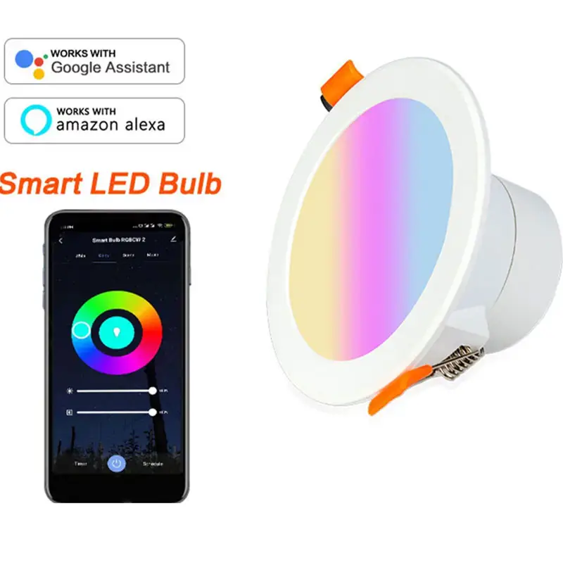 Smart Downlight Google Alexa Tuya WIFI APP RGBCW CCT Dimmable Encastré LED Down Light