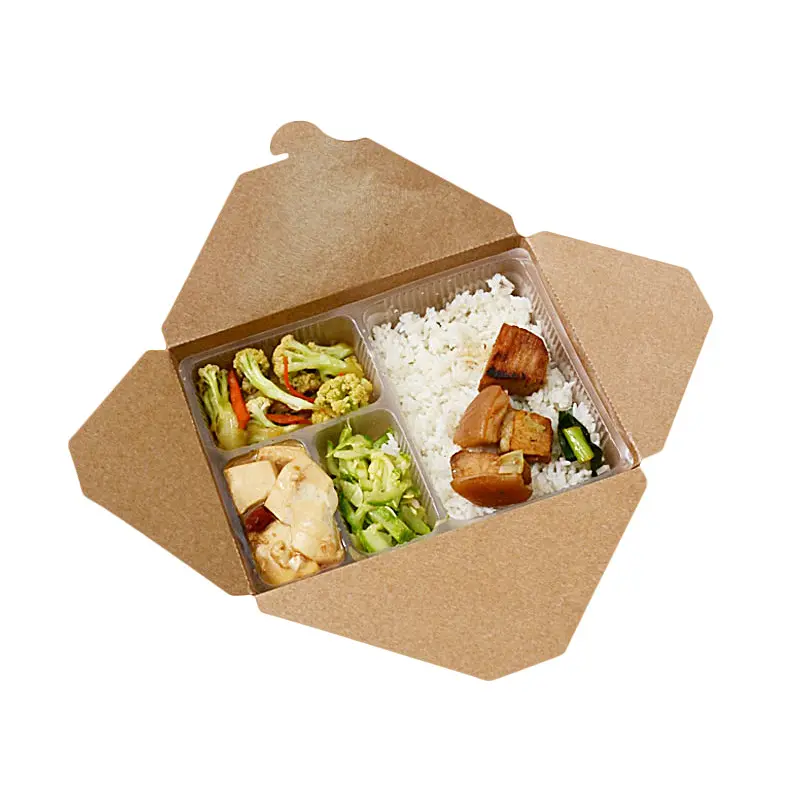 Delivery take away disposable meal containers Kraft paper food packaging box