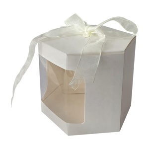 Boîte cadeau hexagonale personnalisée <span class=keywords><strong>avec</strong></span> logo imprimé, ruban et fenêtre transparente pour la Saint-Valentin, <span class=keywords><strong>fleurs</strong></span>, gâteaux, emballages - Product Image 5