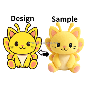 Boneka Kucing Kupu-kupu Kuning Lucu Custom, Pesanan OEM, Boneka Hewan Isi Lembut untuk Hadiah & Promosi Anak - Product Image 1