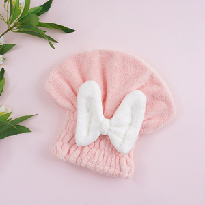 Gorro de Secado Rápido para el Cabello con Lazo de Felpa Coral para Mujer, Altamente Absorbente, No Requiere Secado con Secador, <span class=keywords><strong>Toalla</strong></span> para el Cabello - Product Image 3