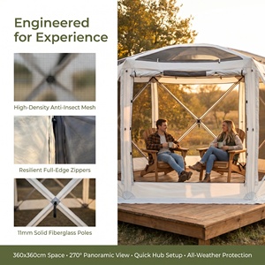 Tente <span class=keywords><strong>de</strong></span> camping pop-up 300D Oxford avec moustiquaire, abri extérieur respirant à mailles haute densité - Product Image 3
