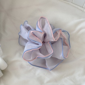 Bandeau élastique pour femme style coréen, en tissu maille bleue, grand chouchou en corde, accessoire d'été - Product Image 5