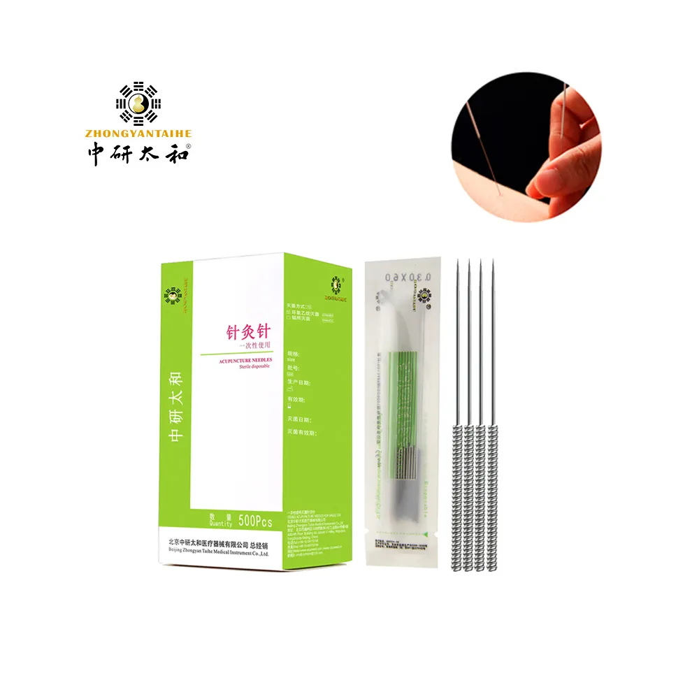 ZhongYan TaiHe-agujas de acupuntura con tubo, suministro profesional de diferentes tamaños, desechables, estériles, indoloras, secas, 500 unidades