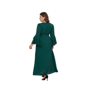 32/5000 nuovo nobile verde scuro atmosferico ampio a maniche lunghe in Chiffon personalizzato Oem abito Casual firmato da <span class=keywords><strong>donna</strong></span> - Product Image 5