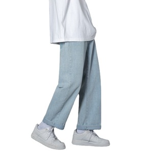 Jeans Oversize Hip-Hop di Alta Qualità da Uomo Larghi a Gamba Dritta Jeans Ampi in Cotone da Uomo <span class=keywords><strong>Pantaloni</strong></span> in Denim Baggy a Tinta Unita - Product Image 4