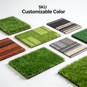 Gazon synthétique tissé rayé violet et vert écologique, résistant aux intempéries, pour aménagement paysager de jardin - Product Image 2