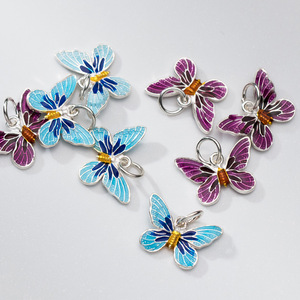 Moda 925 plata esterlina <span class=keywords><strong>esmalte</strong></span> Color dulce mariposa voladora encanto Animal colgante para niñas joyería personalizada collares - Product Image 1