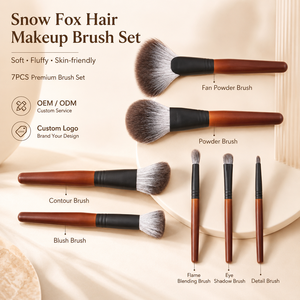 Juego de Brochas de Maquillaje de Pelo de Zorro de las Nieves de Lujo, Brochas Profesionales de Pelo Animal Natural para Polvo, Rubor, Iluminador y Sombra de Ojos, Logotipo Personalizado - Product Image 3