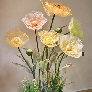 Conjunto de amapola gigante hecho a mano de gama alta de diseñador senior flores artificiales para accesorios de escenario decoración de boda fotografía - Product Image 1