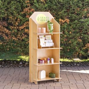 Portable and Foldable 4- Shelf Wall Metal <strong>Rack</strong> for Supermarket and Retail Shop Full Back and Sides Wood Display Store Shelf - Product Image 6