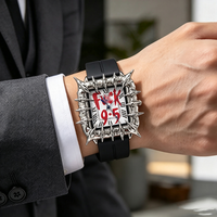 Montre à Quartz Analogique en Alliage Style Gothique Y2K Rétro avec Design Griffe de Luxe en Albâtre pour Hommes/Femmes Tendance Européenne et Américaine