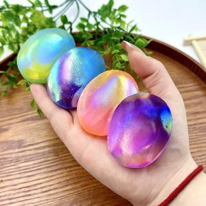 Wholesale Natural Healing Polished Crystal Colorful Aura Selenite Palm <b>Stone</b> for Meditation - Product Image 3