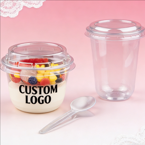 Vasos de Plástico Redondos de 18oz y 20oz con Tapas y Cucharas para Postres - Product Image 5