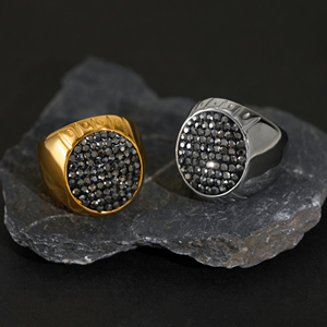 NUEVO VINTAGE PRAISE ICED OUT THE ZIRCON RING 2025 Dazan New INS 18K PVD Chapado en oro Pasarela de acero inoxidable Show Joyería unisex - Product Image 1