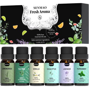 Set de Regalo de 6 Aceites Esenciales 100% Puros de Menta, Lavanda, Eucalipto y Árbol de Té, Aromaterapia Natural para Difusor y Cuidado de la Piel - Product Image 1
