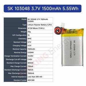 SUNKING 3.7V 1030605 2000mAh 7.4Wh Elektrikli Bisikletler/Scooterlar için LiPo Pil Paketi 10x30x60mm 500 Döngü - Product Image 1